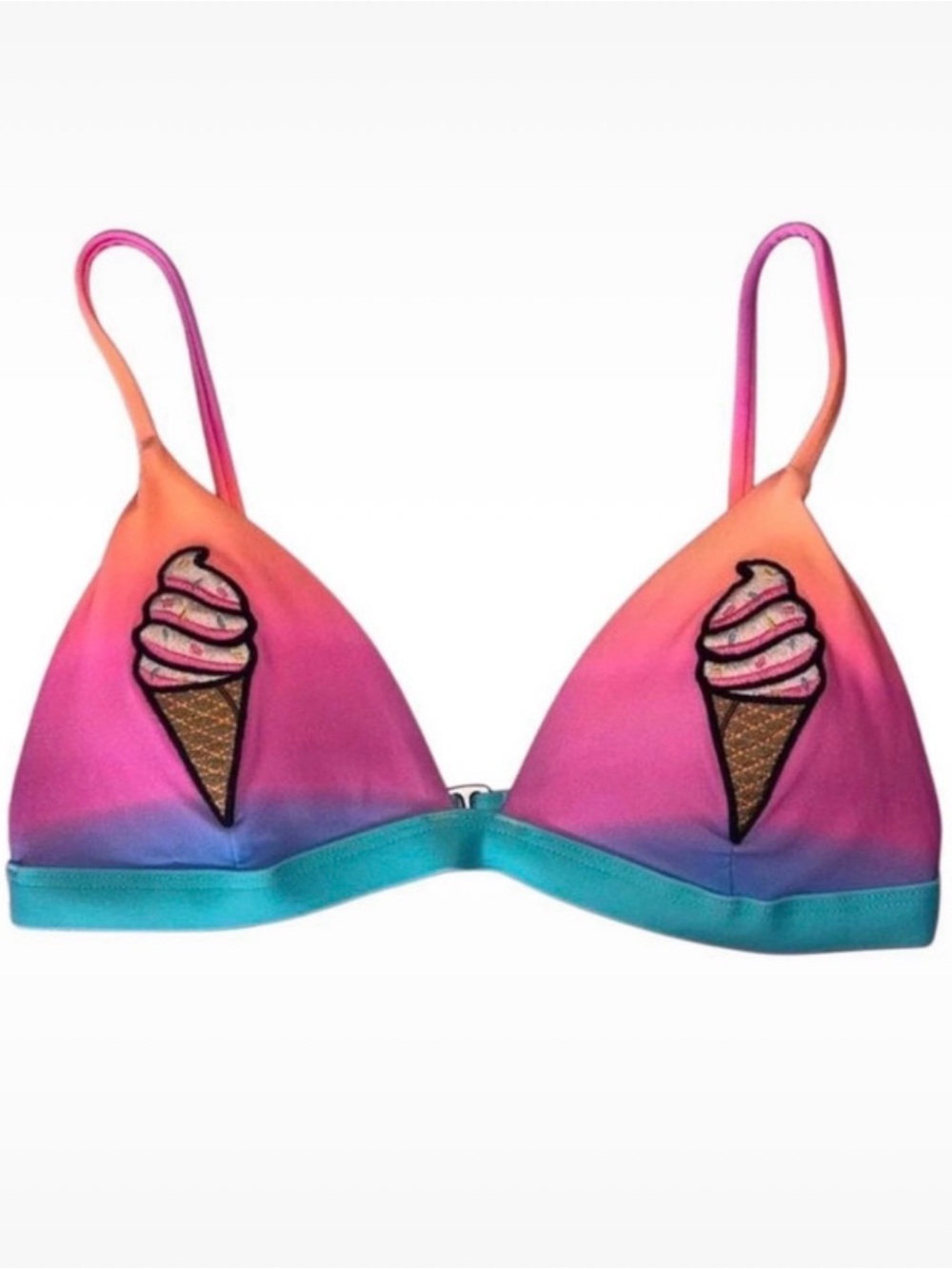 Hollister multicolored ombré bikini top with ice cream cone design size XS